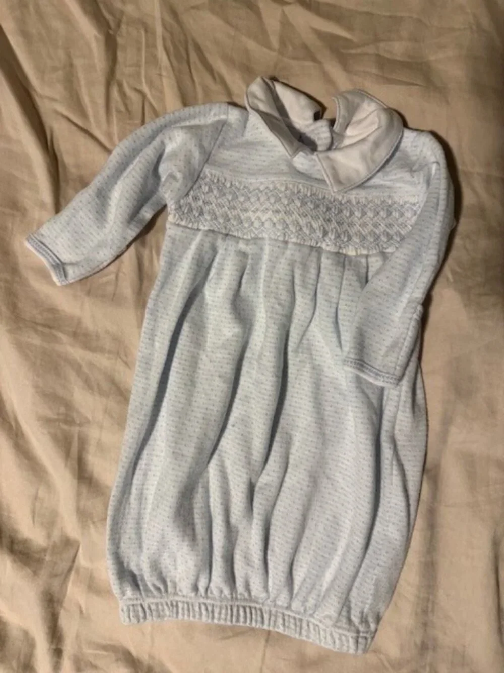 Magnolia Baby Smocked Collared Gathered Gown - Blue